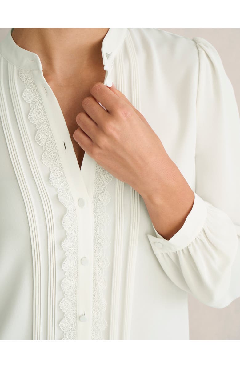 HOBBS LONDON Dominica Lace Trim Blouse, Alternate, color, True Ivory