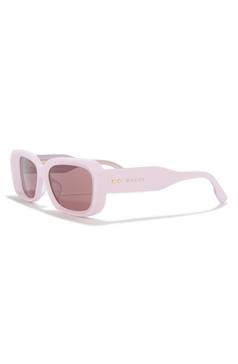 Gucci 54mm Rectangle Sunglasses, Alternate, color, Pink Pink Brown