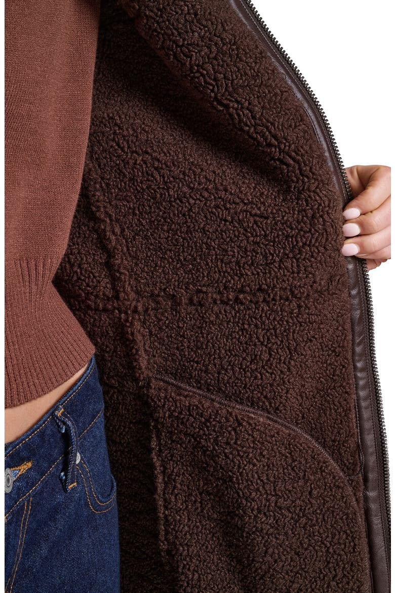 Faux Shearling Coat, Alternate, color, JAVA