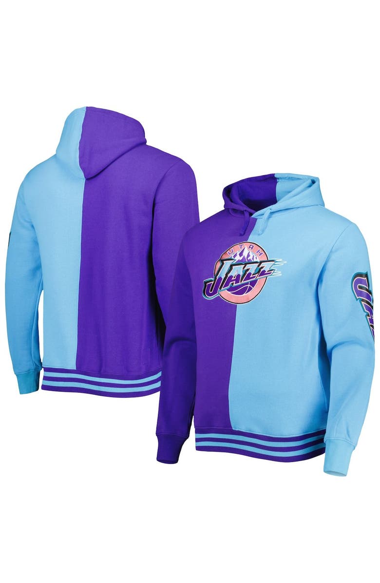 Mitchell & Ness Men's Mitchell & Ness Purple/Turquoise Utah Jazz Hardwood Classics Split Pullover Hoodie, Alternate, color, 