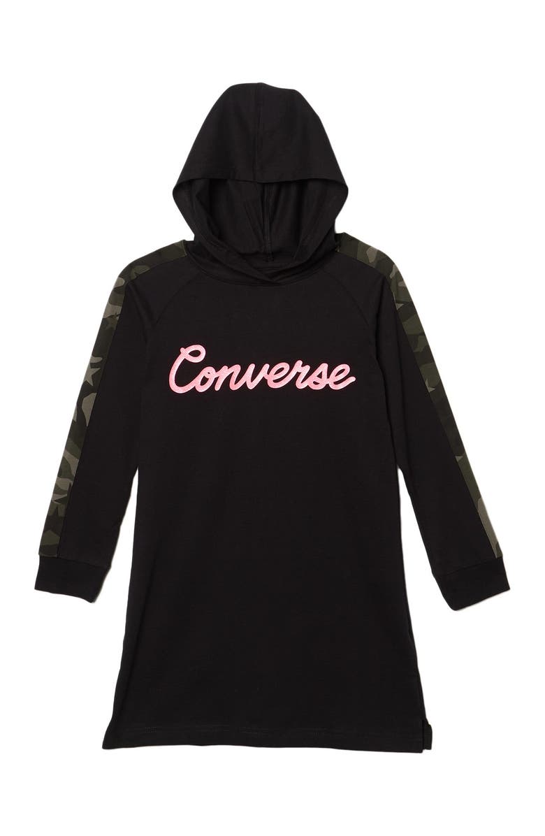 Converse Camo Sleeve Hoodie Logo Dress, Main, color,