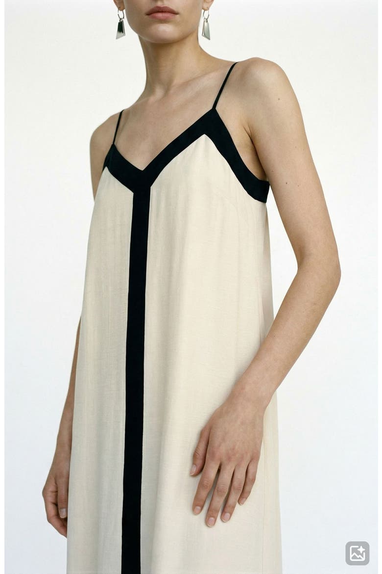 Denise V-Neck Midi Dress, Alternate, color, BIRCH DETAIL BLACK