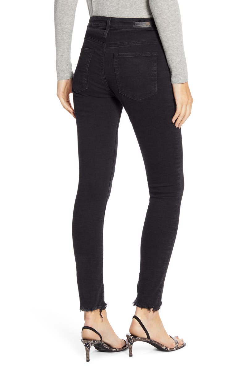 AG Farrah High Waist Raw Hem Skinny Jeans, Alternate, color, Altered Black