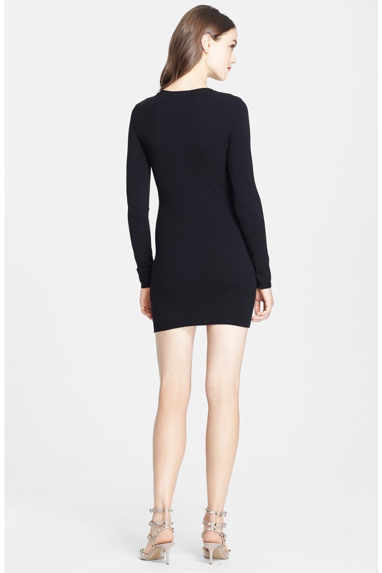Point d'Esprit Yoke Knit Dress, Alternate, color, BLACK