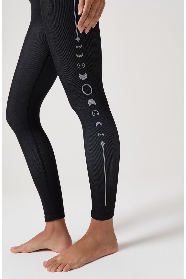 Lunar Icon High Waist Ribbed Performance Leggings, Alternate, color, BLACK