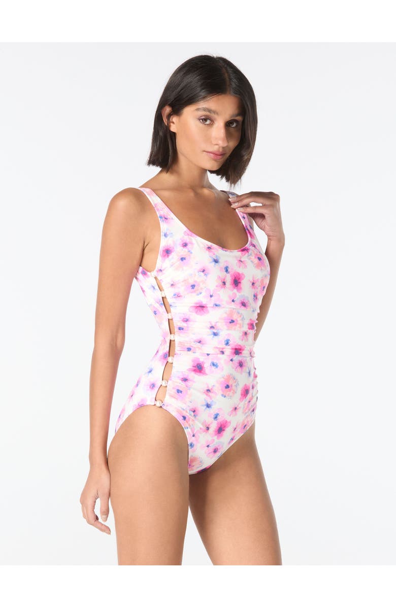 Carmen Marc Valvo Side Bead Scoop Neck One Piece Swimsuit | Nordstrom