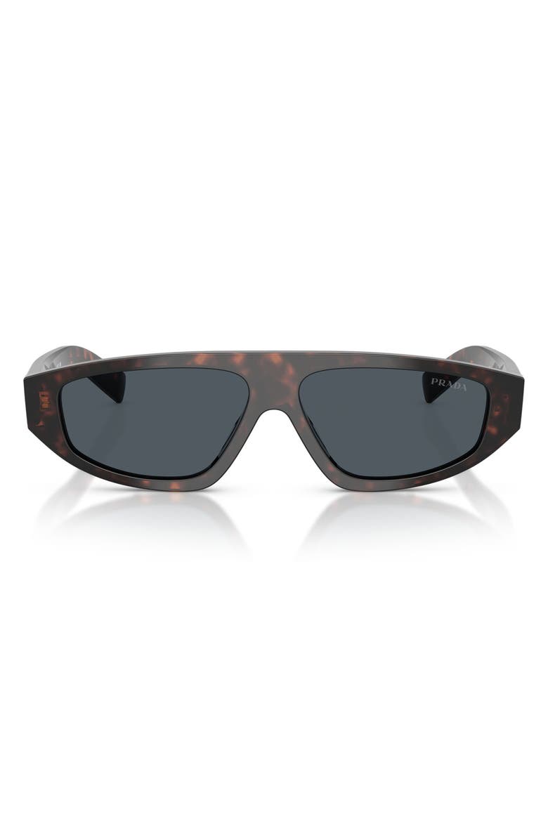 Prada 57mm Irregular Sunglasses, Main, color, Root Havana / Dark Grey