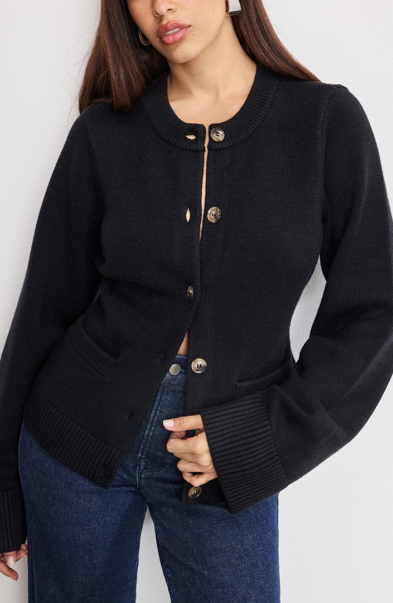 Good American Cardigan, Main, color, Black001