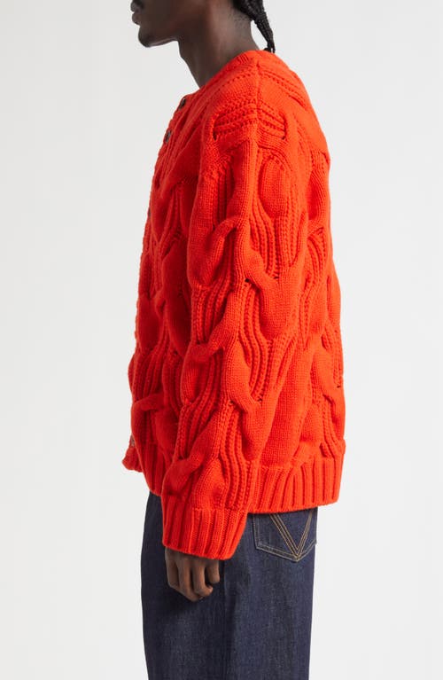 Bottega Veneta Twisted Cable Stitch Virgin Wool Cardigan In Red