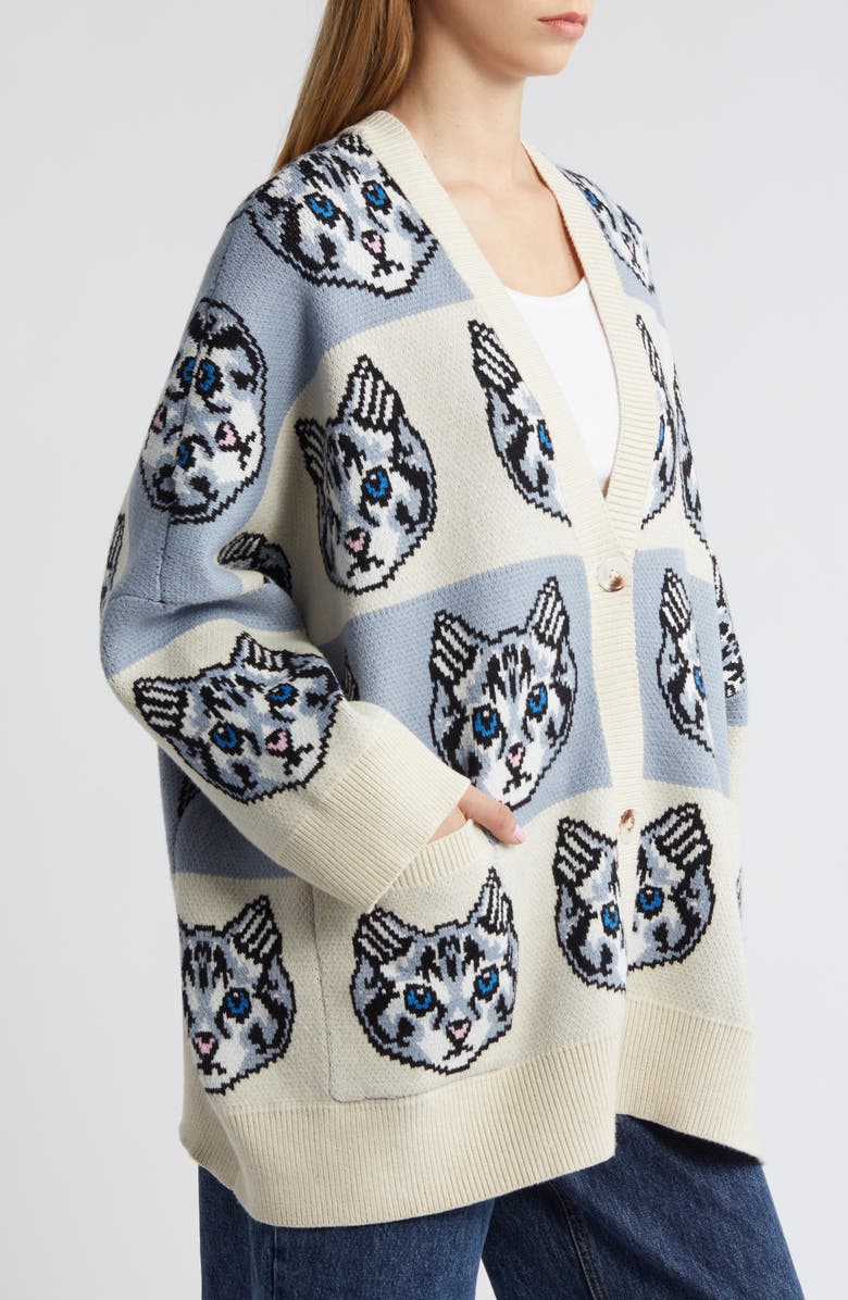 Dressed in Lala Cat Stripe Oversize Cardigan, Alternate, color,