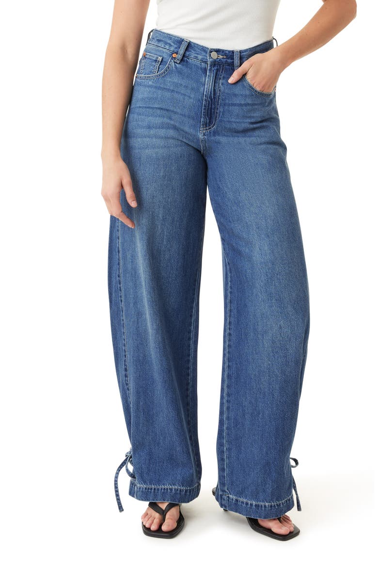 Relaxed High Waist Barrel Leg Jeans, Main, color, STORM