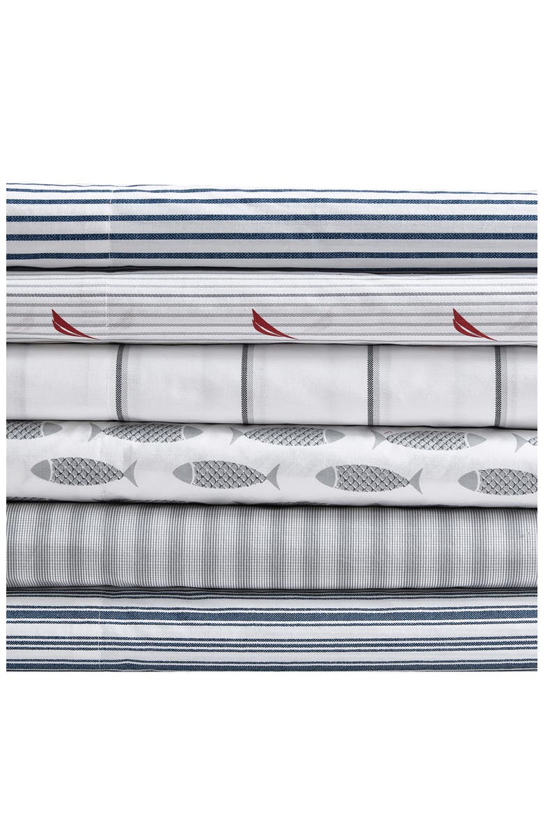 Audley Stripe Sheet Set, Alternate, color, RED/ GREY