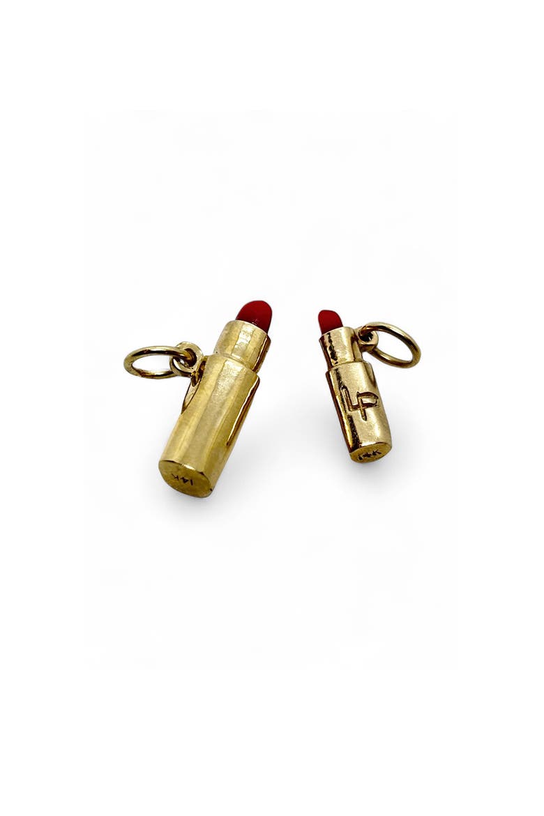 Jumbo Lipstick Charm, Alternate, color, GOLD / RED