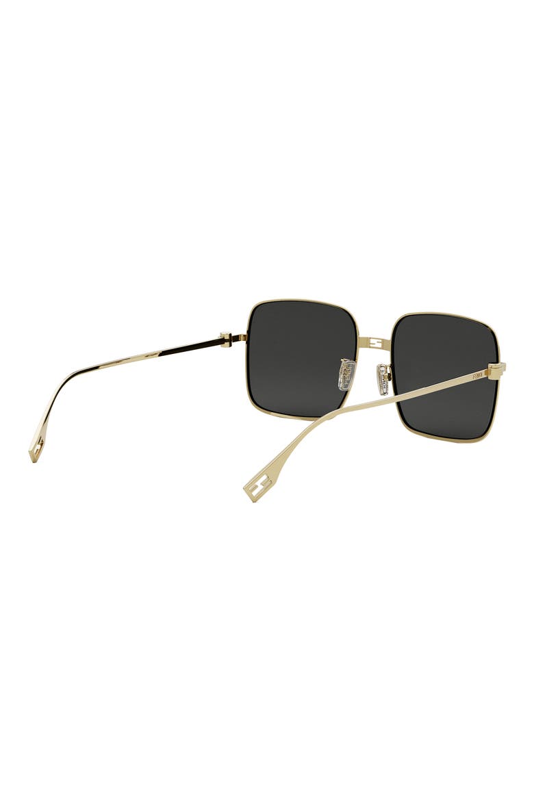 'Fendi Baguette 55mm Geometric Sunglasses, Alternate, color, SHINY ENDURA GOLD / SMOKE