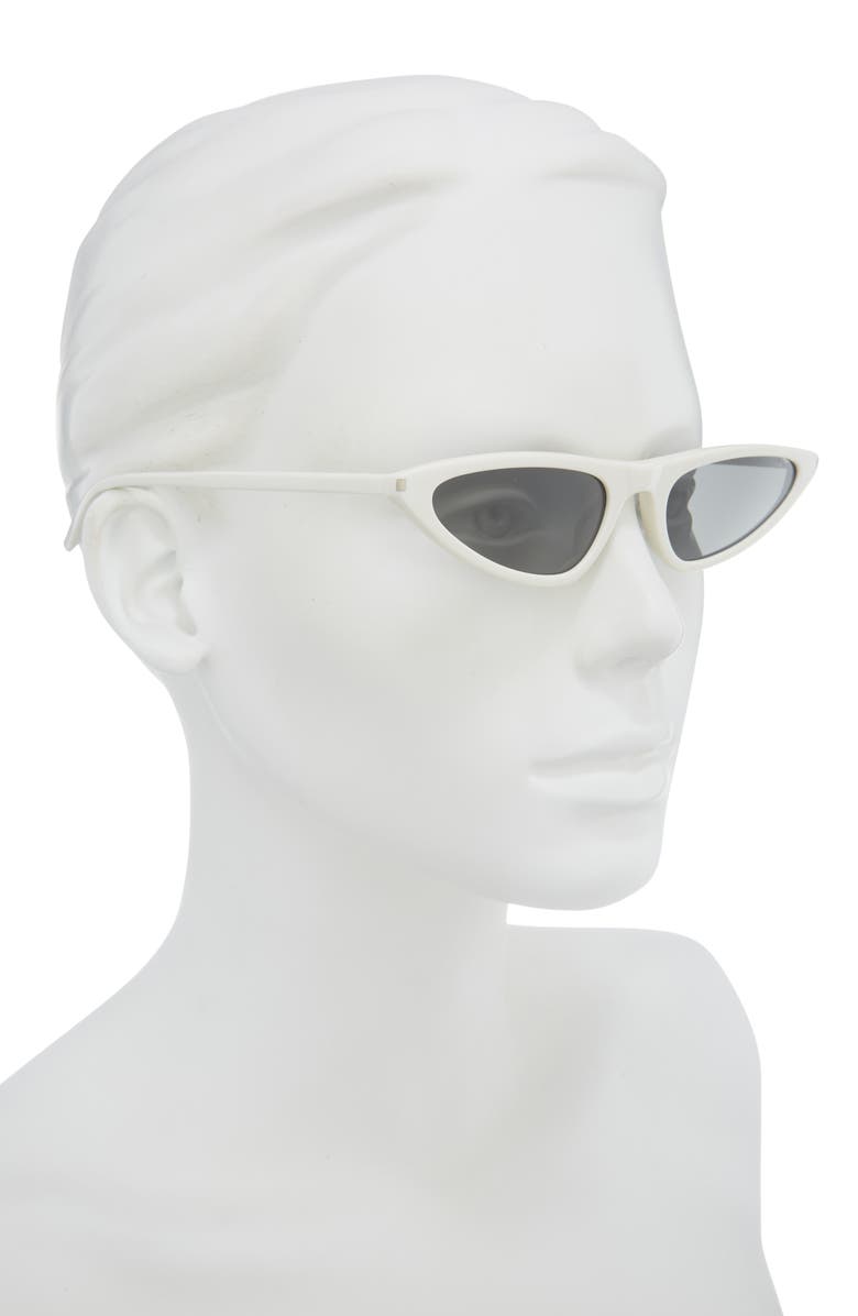 Saint Laurent 55mm Polarized Cat Eye Sunglasses, Alternate, color, White White Grey