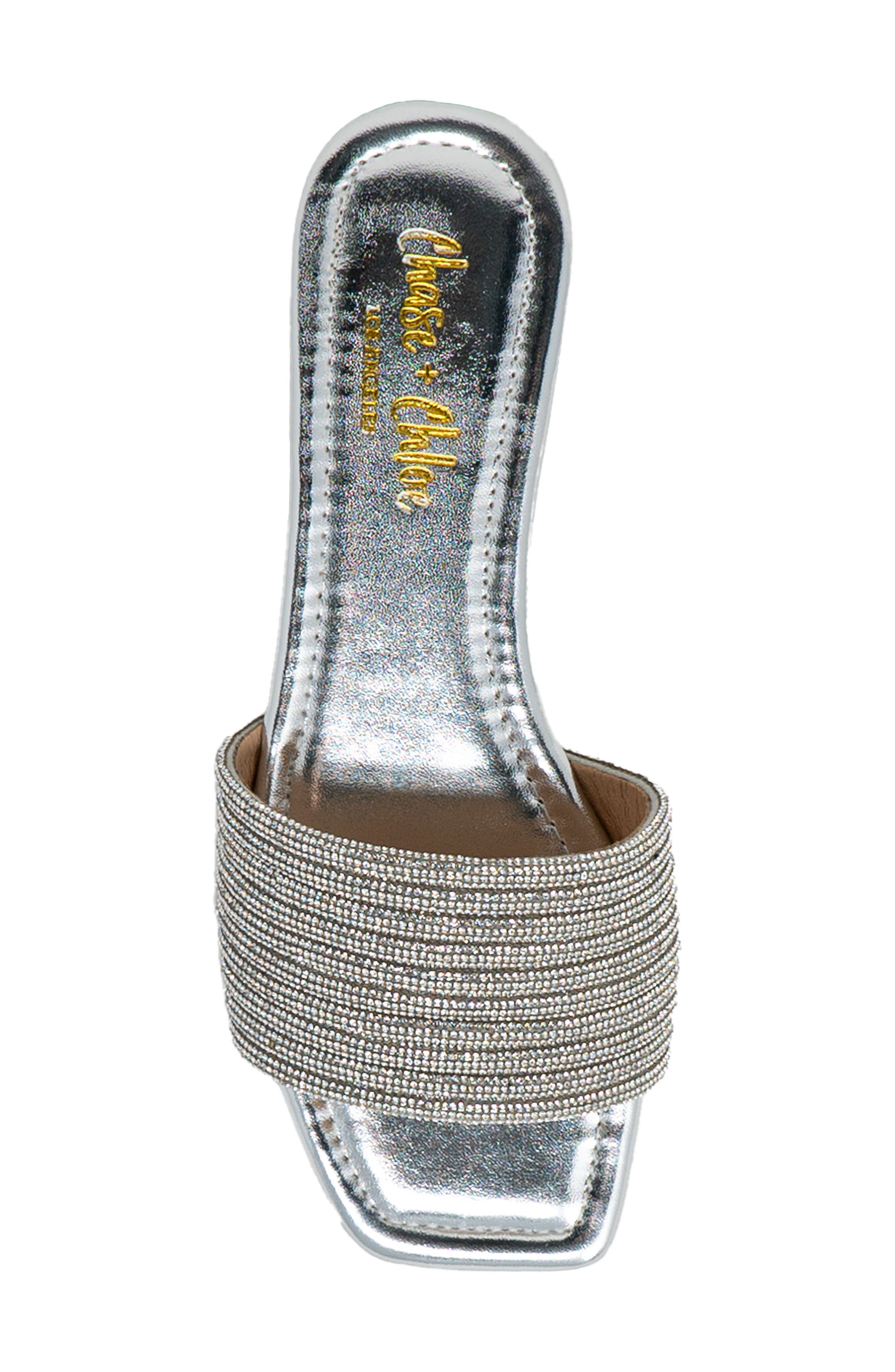 Rhinestone Slide Sandal, Alternate, color, SILVER METALLIC