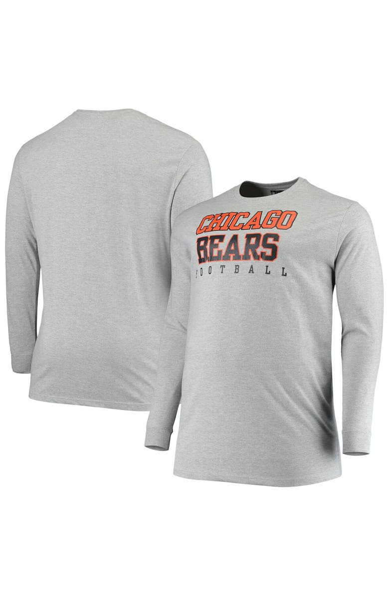 FANATICS Men's Fanatics Branded Heathered Gray Chicago Bears Big & Tall Practice Long Sleeve T-Shirt, Main, color, 