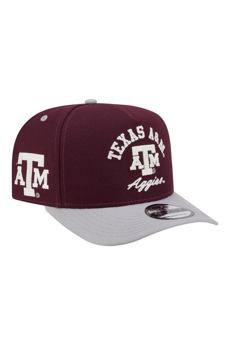 Men's New Era  Maroon/Gray Texas A&M Aggies Two-Tone Arched 9FIFTY Snapback Hat, Main, color, Maroon