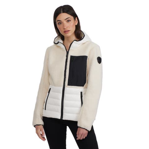 Fawn Lightweight Mixed Media Jacket with Fixed Hood