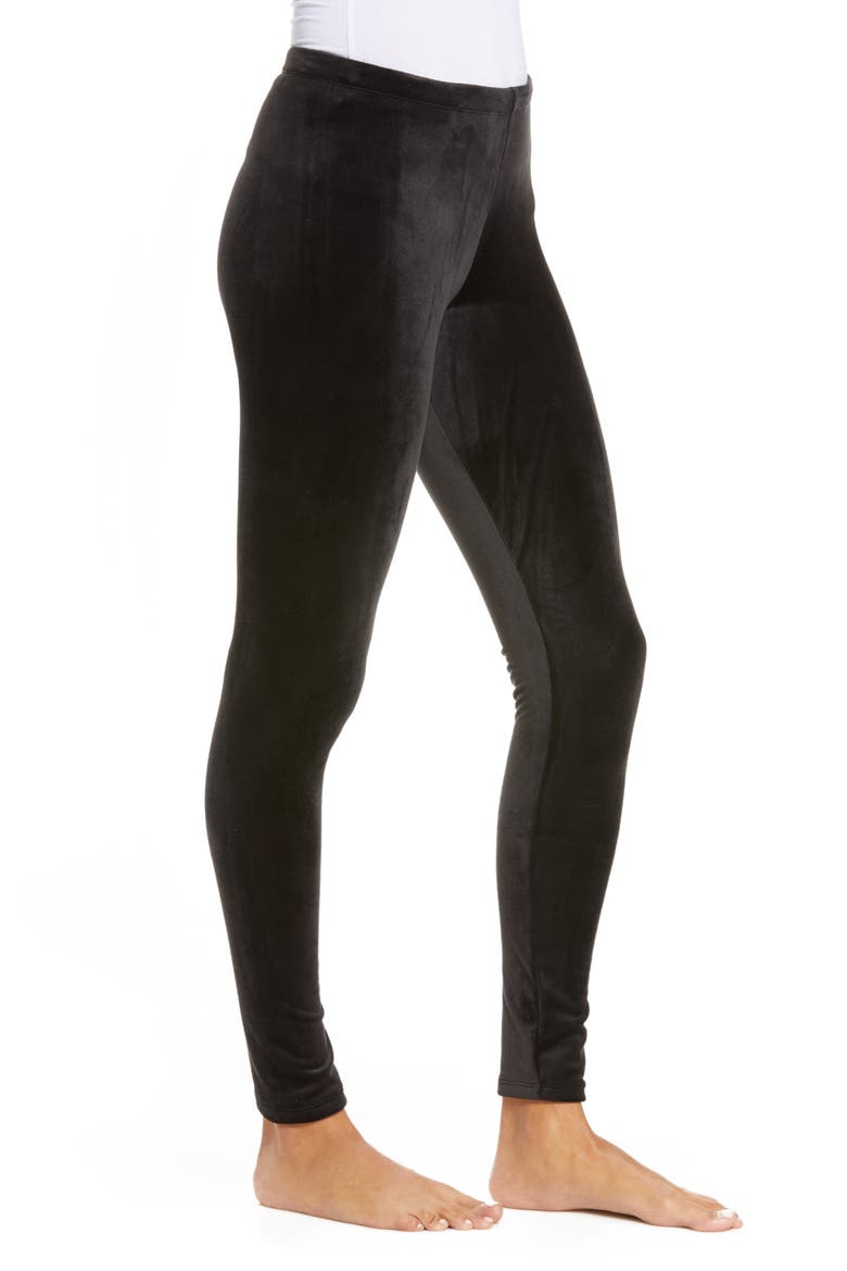 Velour Leggings, Alternate, color, BLACK