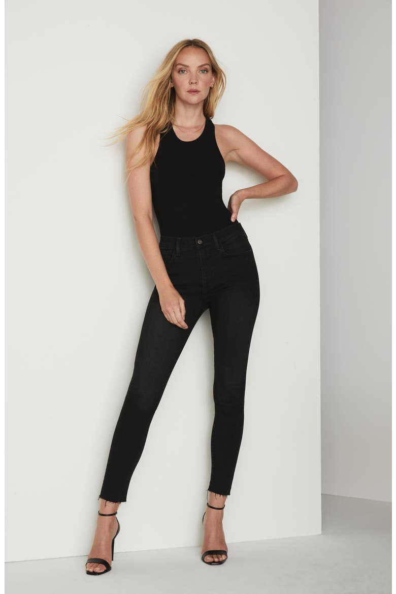 SnapBack Charlie High Waist Raw Hem Ankle Skinny Jeans, Alternate, color, CIELO