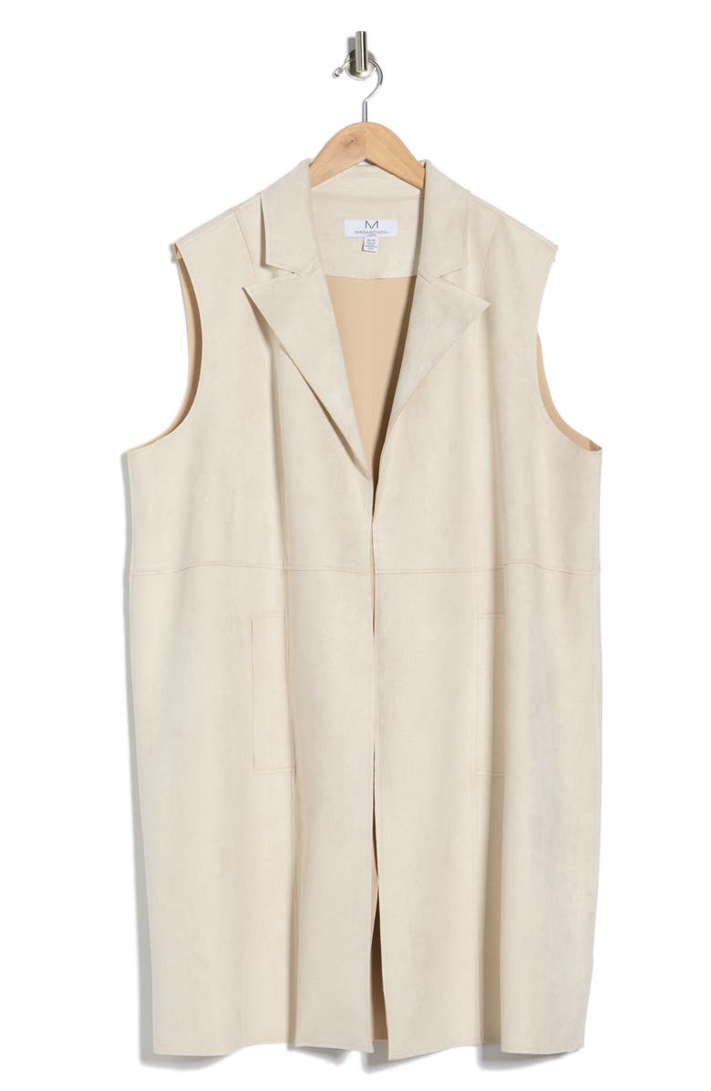 M Magaschoni Faux Suede Notch Lapel Vest, Alternate, color, Light Stone