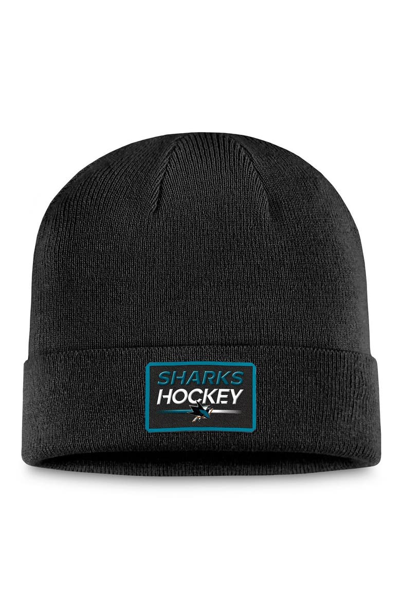 FANATICS Men's Fanatics Branded  Black San Jose Sharks Authentic Pro Cuffed Knit Hat, Main, color, Black