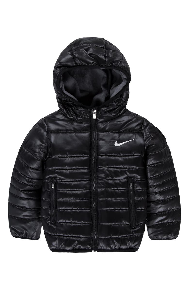 Nike Kids' Midweight Hooded Puffer Jacket, Main, color, Black