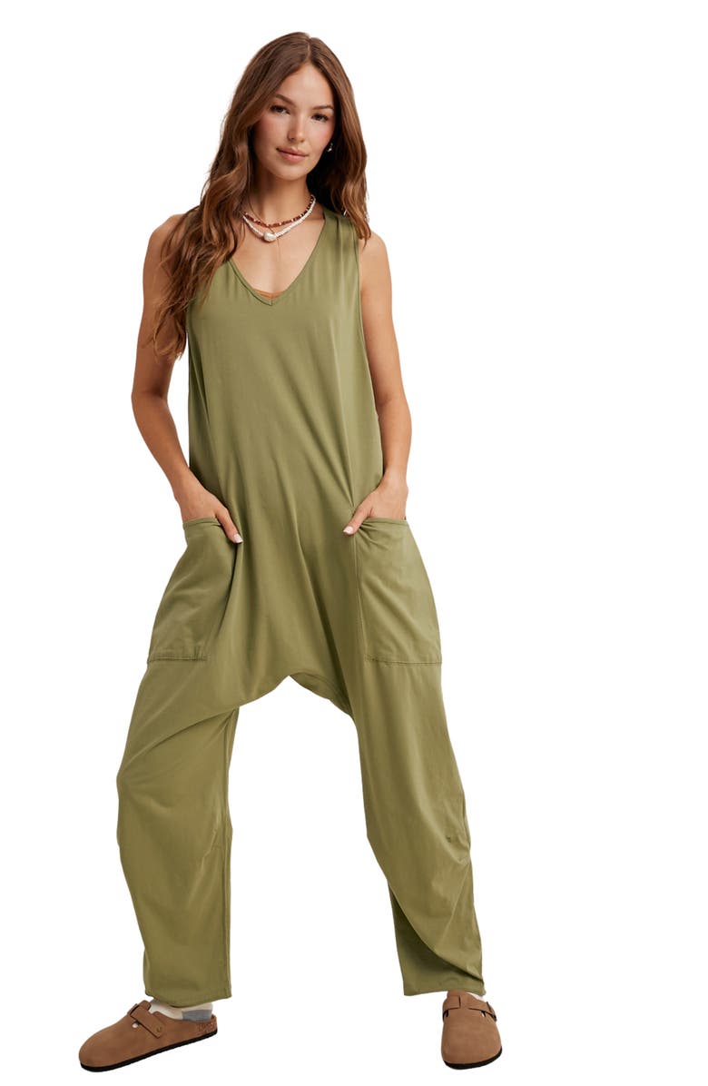 WISHLIST Drop Sleeveless Romper, Alternate, color, Olive