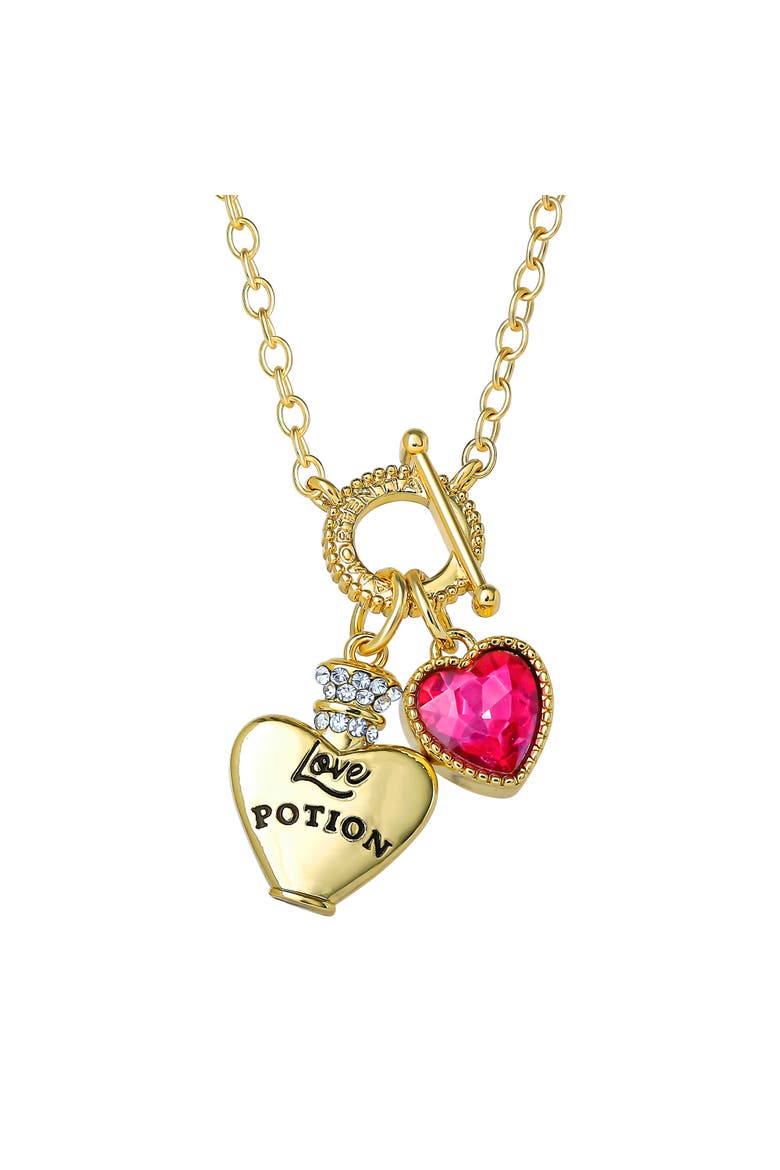 Necklace For Women, Love Potion And Crystal Heart Charms, Main, color, Metallic Gold