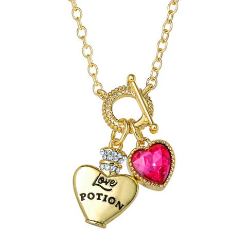 Necklace for Women, Love Potion and Crystal Heart Charms