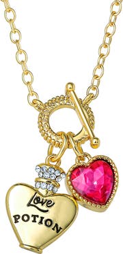HARRY POTTER Necklace for Women, Love Potion and Crystal Heart Charms
