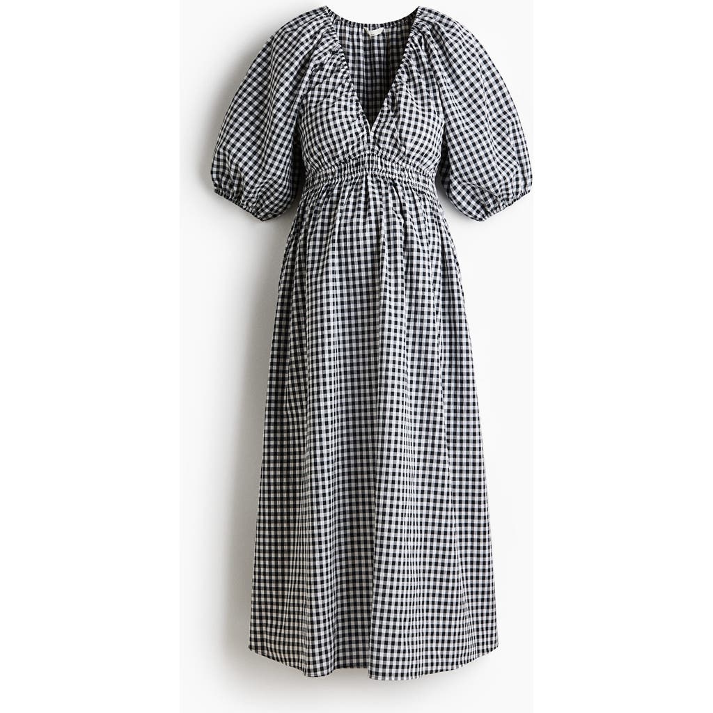H&m Mama Balloon-sleeved Midi Dress In Multi