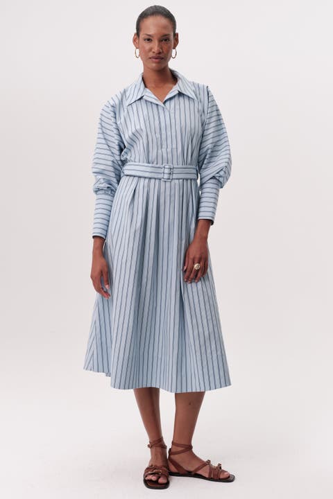 Beloved Belted Midi Dress With Shirt Collar
