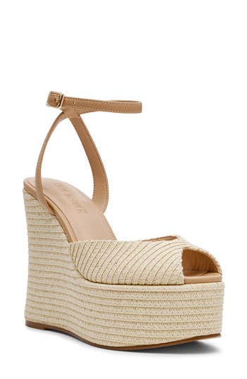 Steve Madden Wanona Ankle Strap Peep Toe Platform Wedge Sandal