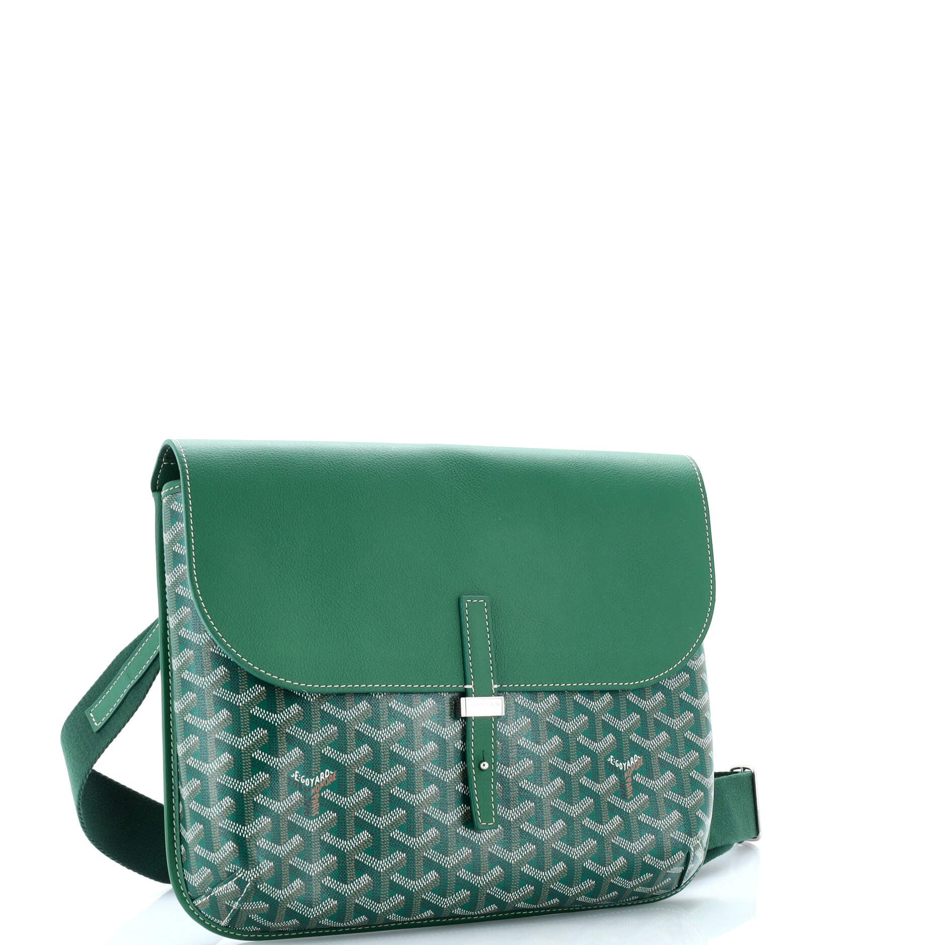 Pre-Owned Goyard Coursier Messenger Bag Coated Canvas and Leather, Alternate, color, Green