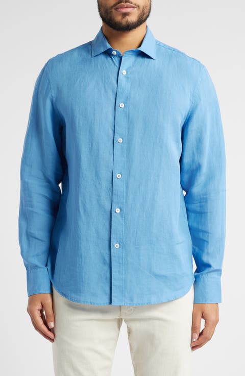 Axel Shaped Fit Linen Button-Up Shirt