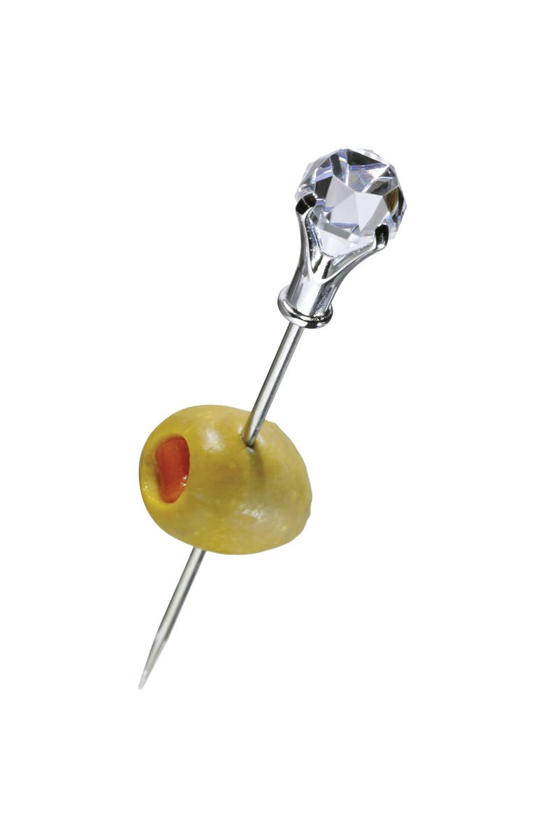 PRODYNE Diamond Head Martini Picks, Set of 6, Acrylic and Stainless Steel, Alternate, color, Silver