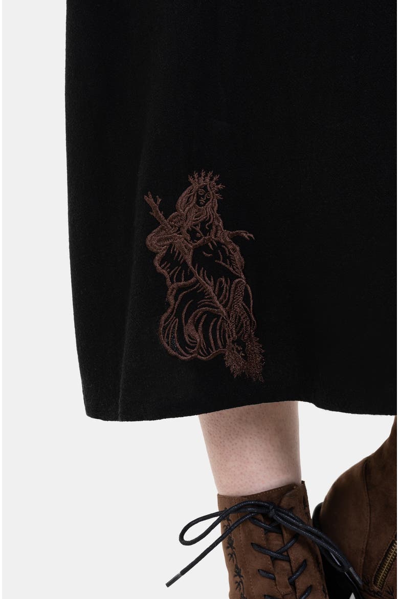 Hexborn Linen-blend Baba Yaga Midi Dress, Alternate, color, Black