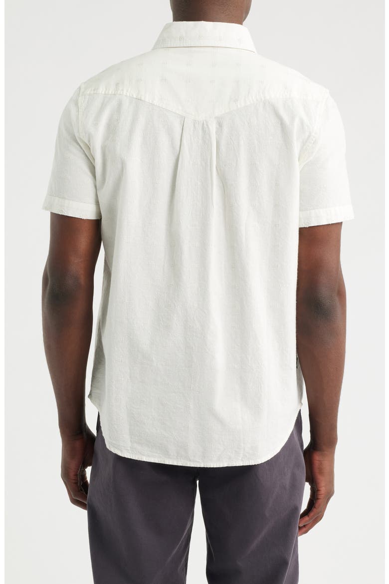 Gildale Textured Stripe Short Sleeve Cotton Snap-Up Shirt, Alternate, color, OFF WHITE