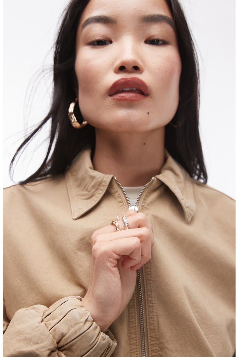 Oversize Cotton Bomber Jacket, Alternate, color, STONE