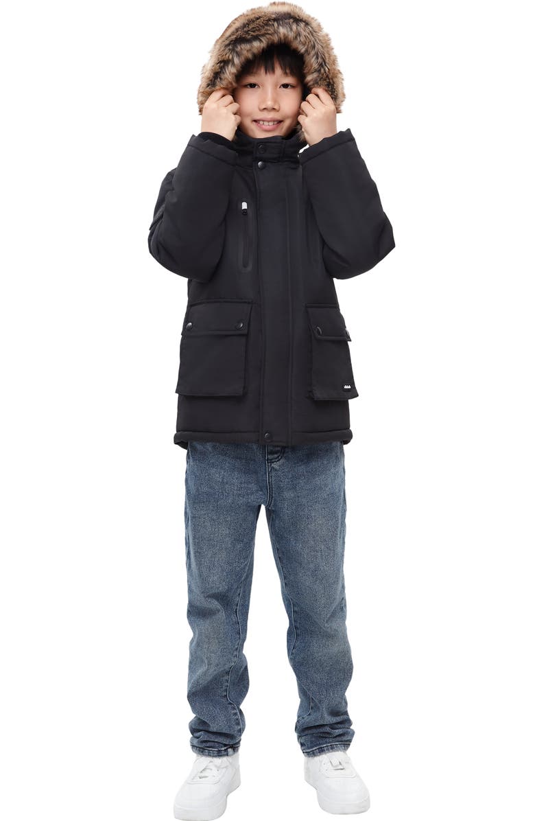 Rokka&Rolla Kids' Parka Jacket with Insulated Hood, Alternate, color, Black