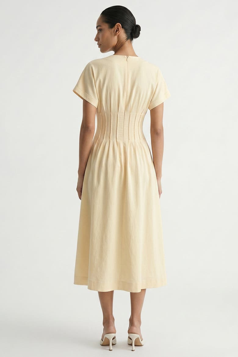 Amaud Short Sleeve V Neck Midi Dress, Alternate, color, Cream