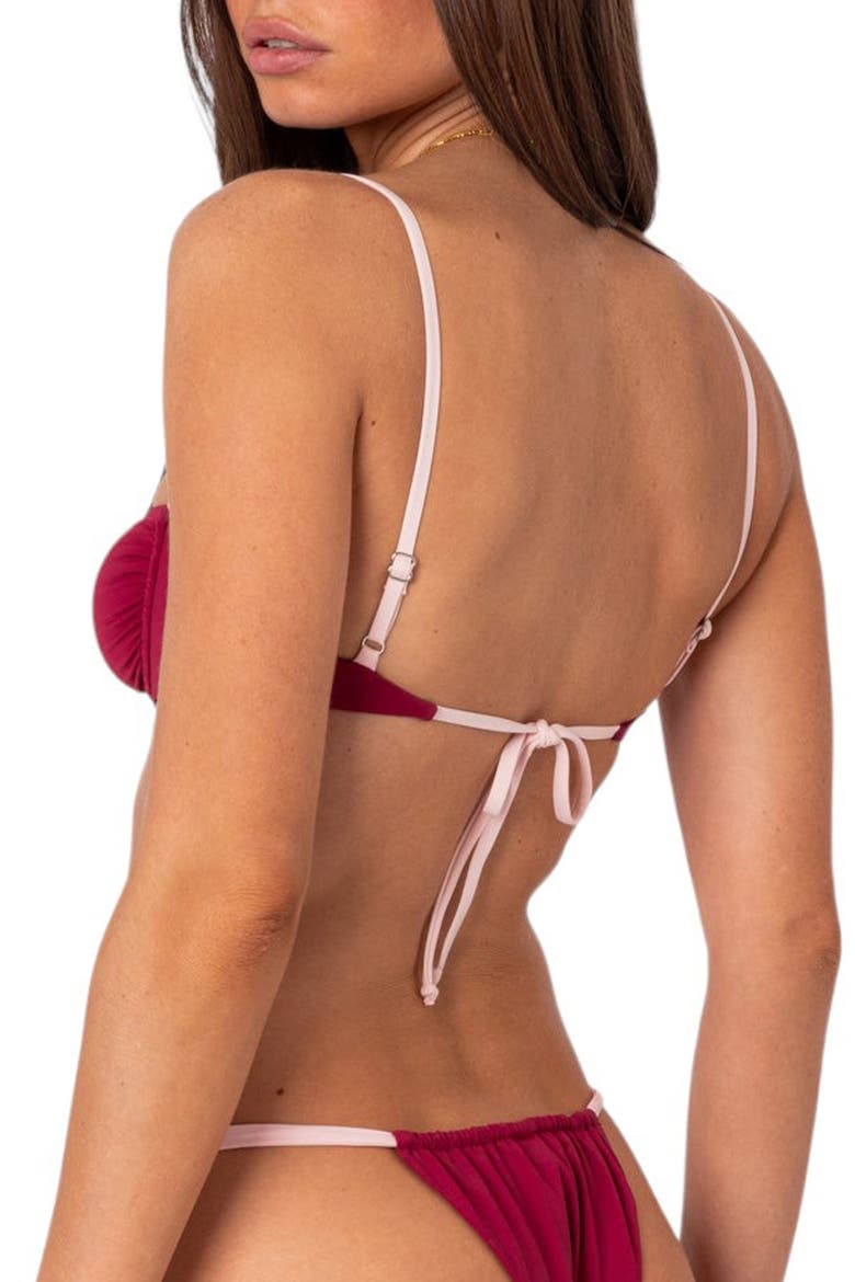 Leanna Contrast Underwire Bikini Top, Alternate, color, BURGUNDY