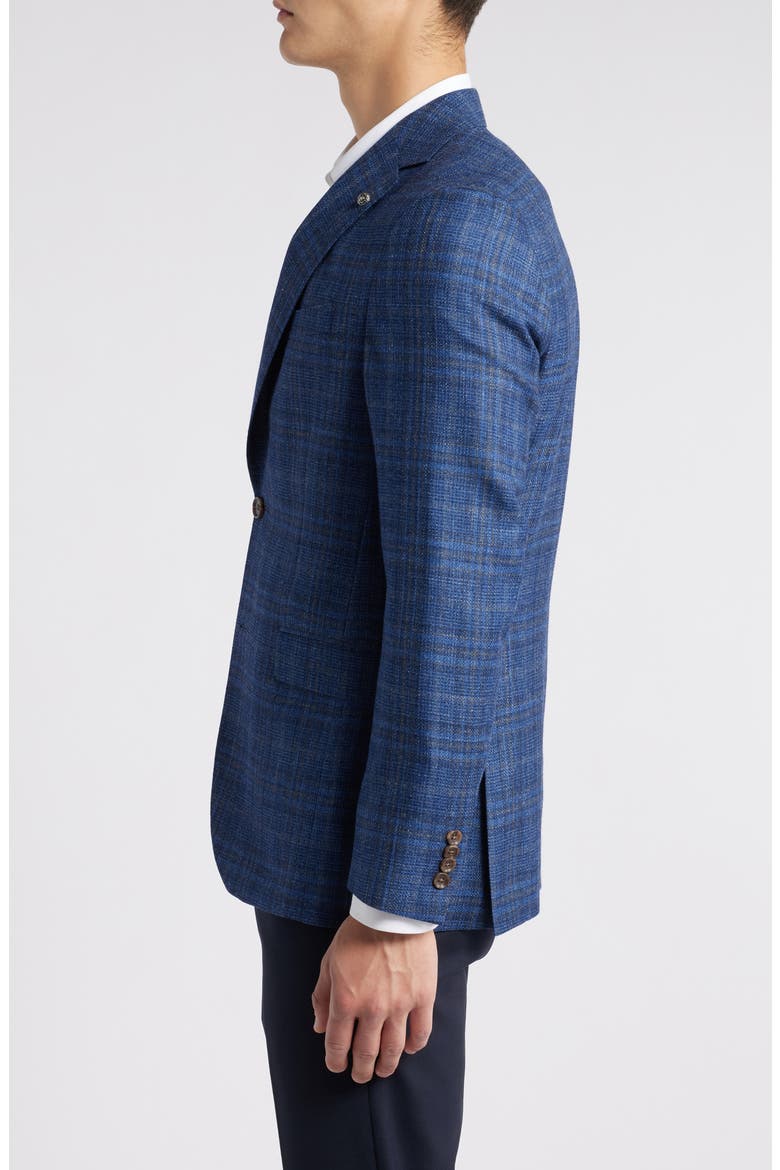 Midland Plaid Wool & Silk Blend Sport Coat, Alternate, color, BLUE