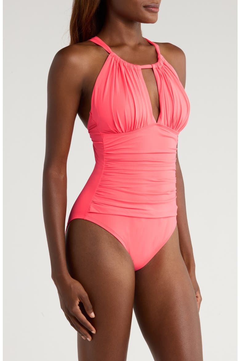 Island Goddess Convertible High Neck One-Piece Swimsuit, Alternate, color, CORAL REEF