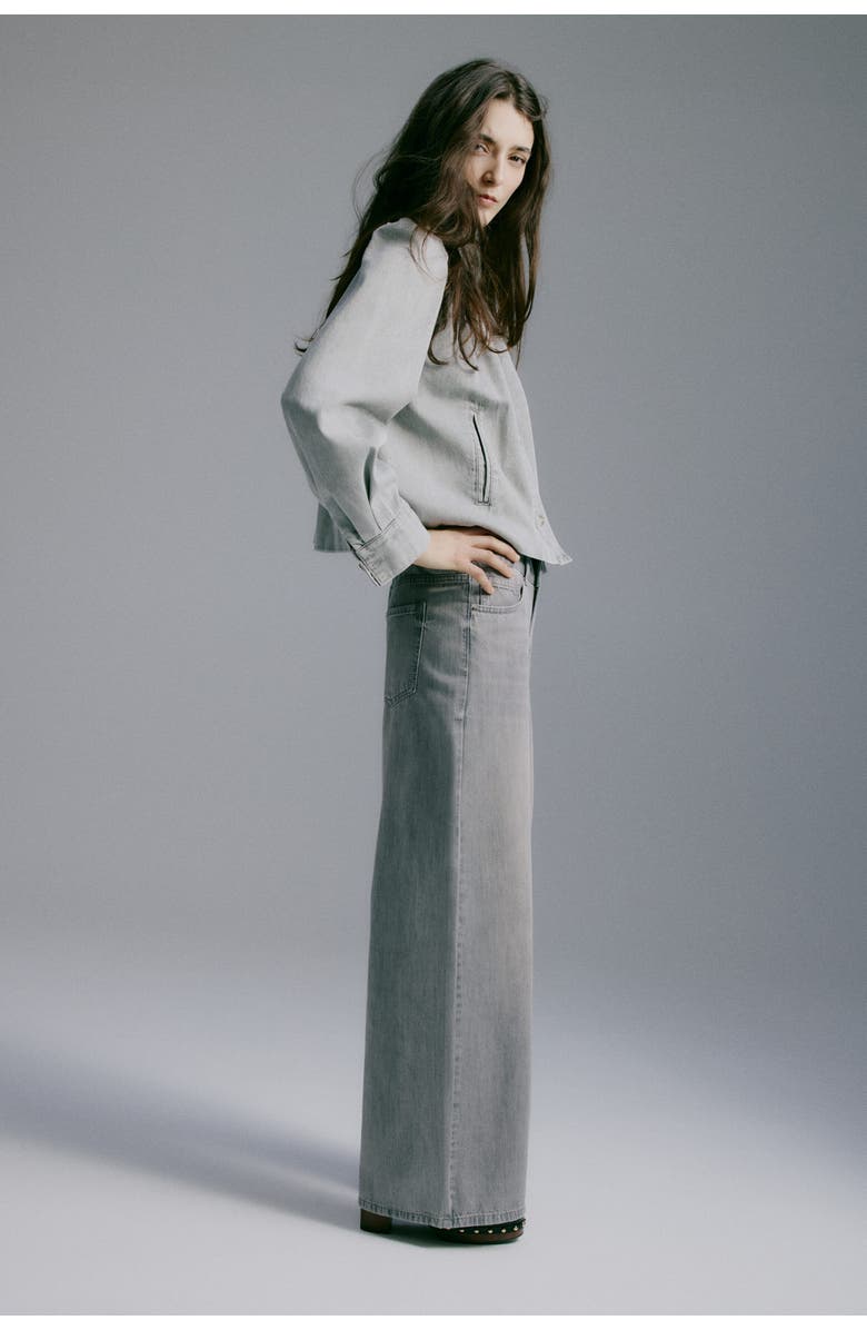 H&M Wide-leg regular waist jeans, Main, color, Gray