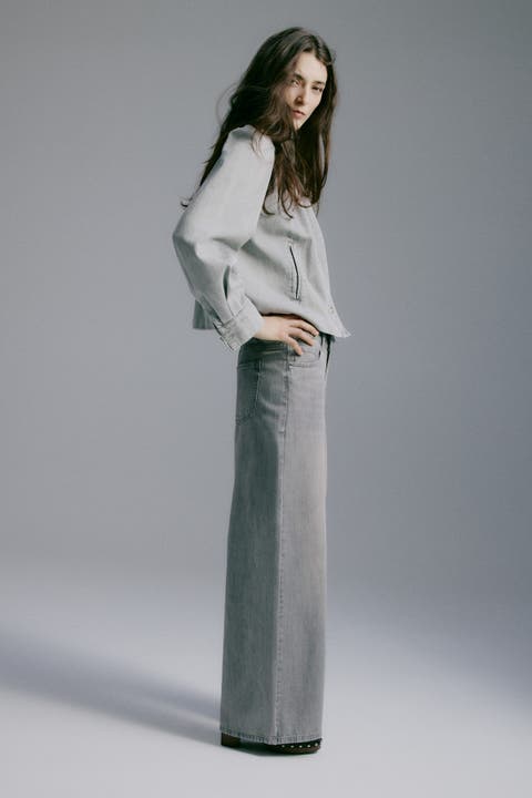 Wide-leg regular waist jeans