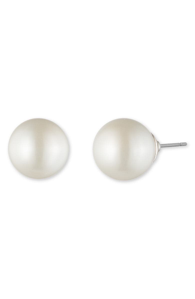 Lauren Ralph Lauren Imitation Pearl Stud Earrings, Main, color, Silver