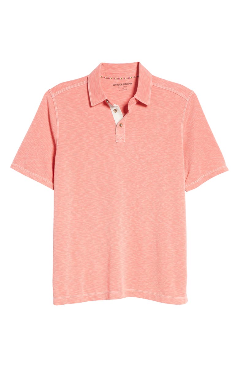 Johnston & Murphy Slub Men's Polo, Alternate, color, Coral
